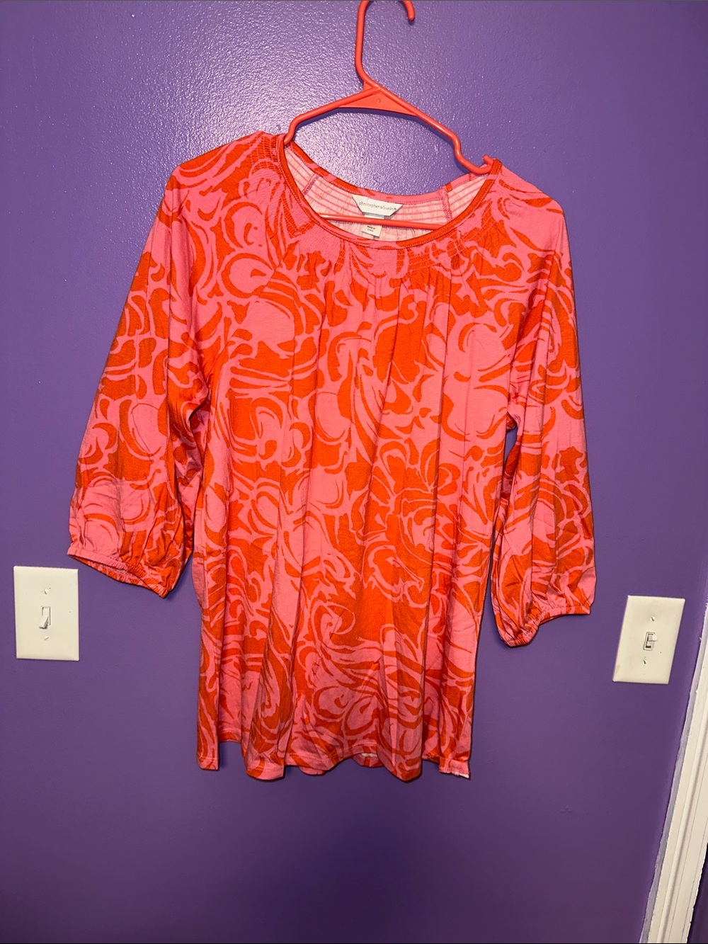 Christopher & Banks Pink and Orange Patterned Tunic Top